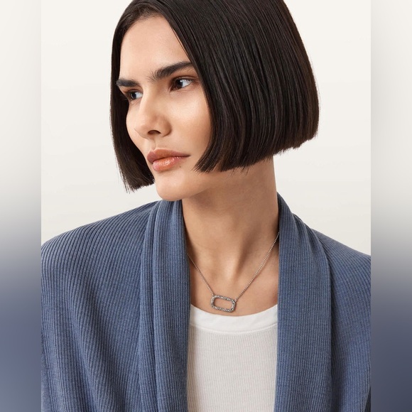 ALL SAINTS Wasson Pirate Lightweight Cardigan in Light Blue | 100% Merino Wool - Picture 6 of 12